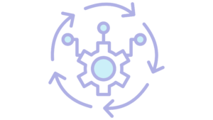 ALT: Gear icon surrounded by arrows representing automation and workflows